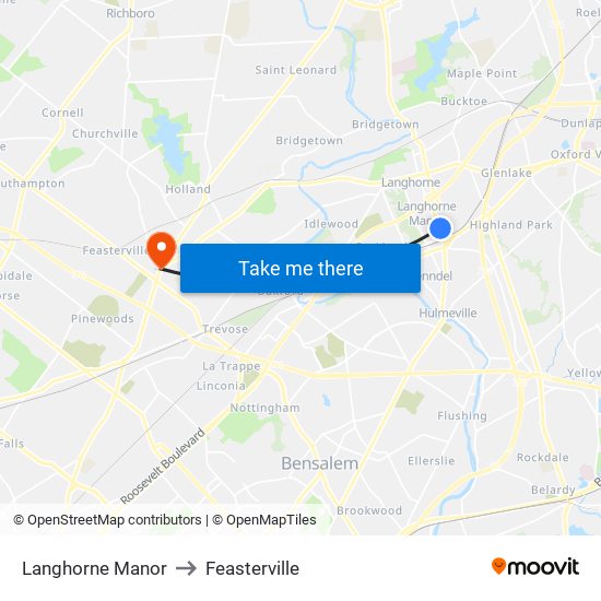 Langhorne Manor to Feasterville map