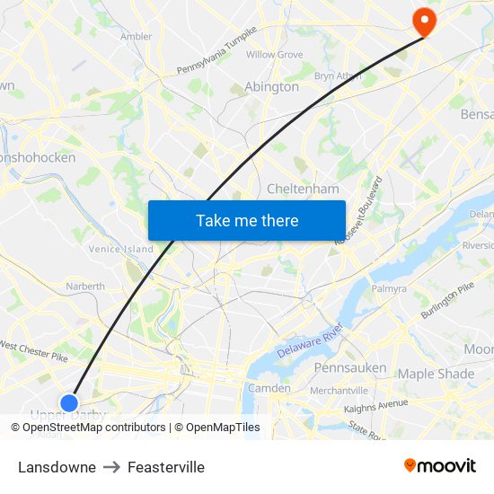 Lansdowne to Feasterville map