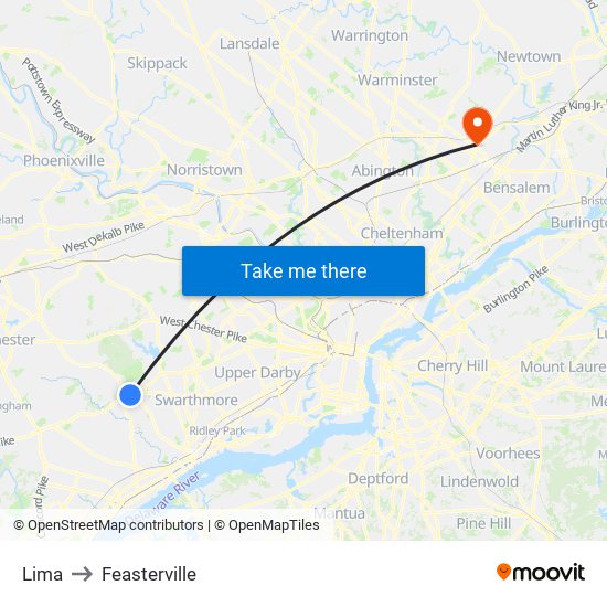Lima to Feasterville map