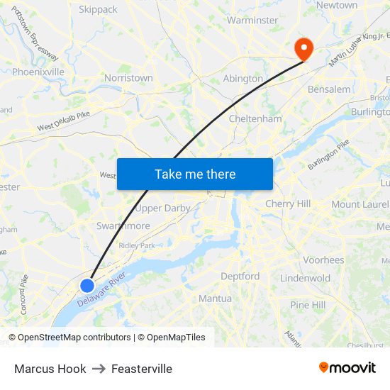 Marcus Hook to Feasterville map