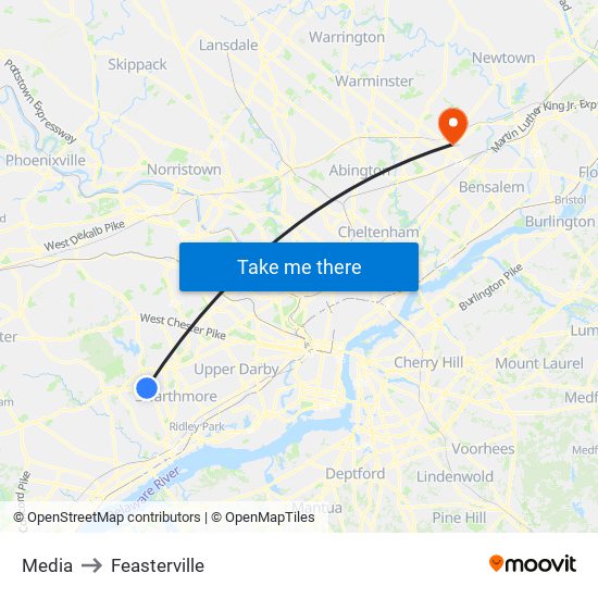 Media to Feasterville map