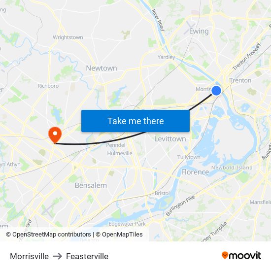 Morrisville to Feasterville map