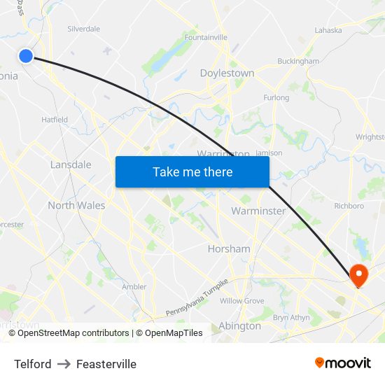 Telford to Feasterville map