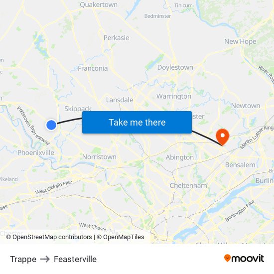 Trappe to Feasterville map