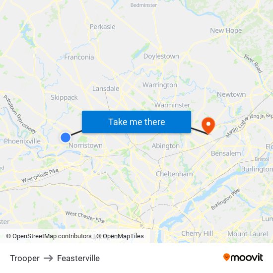 Trooper to Feasterville map