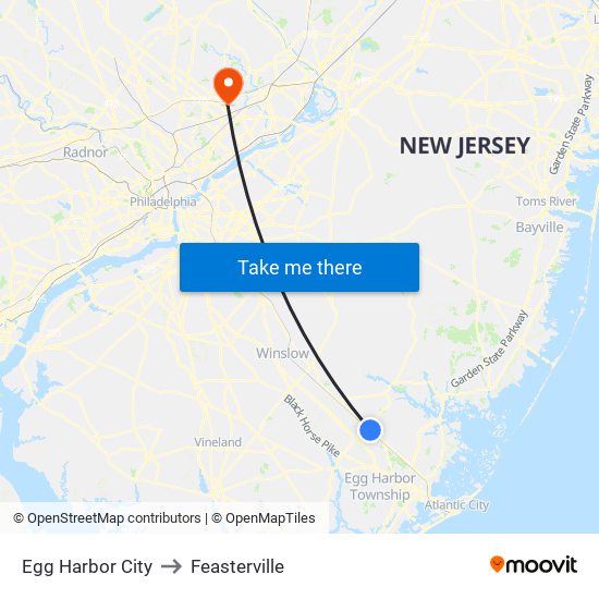 Egg Harbor City to Feasterville map