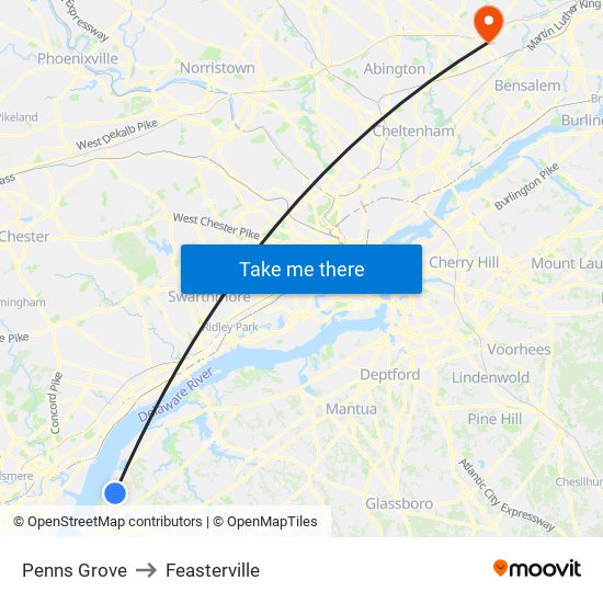 Penns Grove to Feasterville map