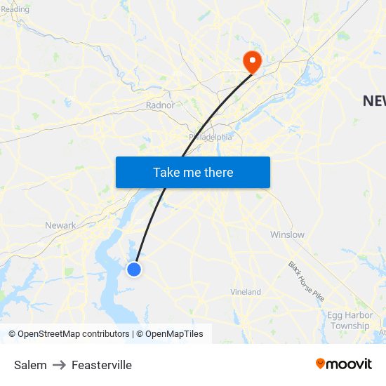 Salem to Feasterville map