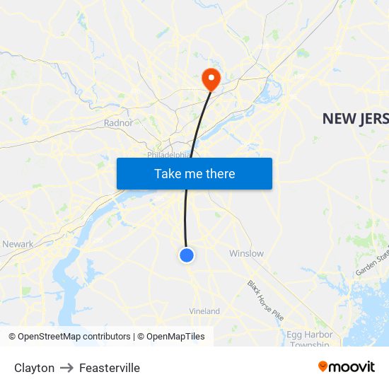 Clayton to Feasterville map