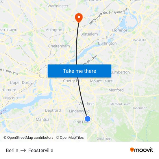 Berlin to Feasterville map