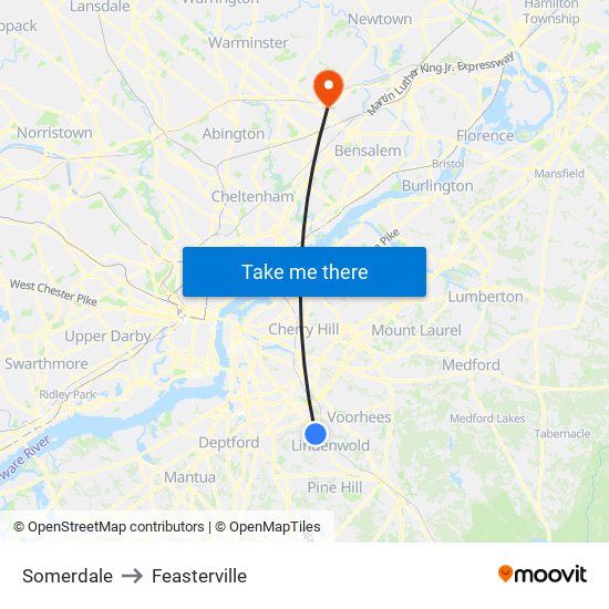 Somerdale to Feasterville map