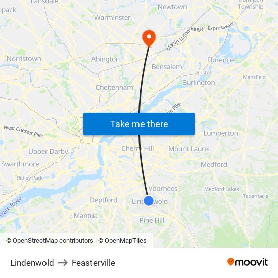 Lindenwold to Feasterville map