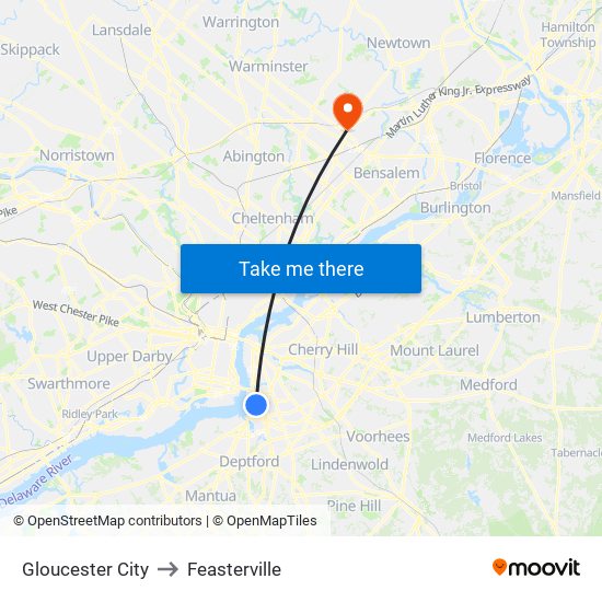 Gloucester City to Feasterville map