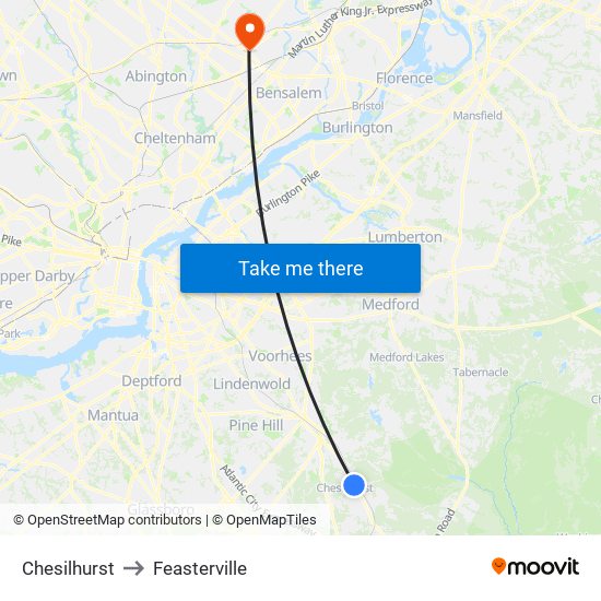 Chesilhurst to Feasterville map