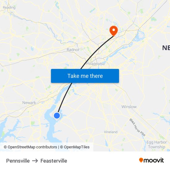 Pennsville to Feasterville map