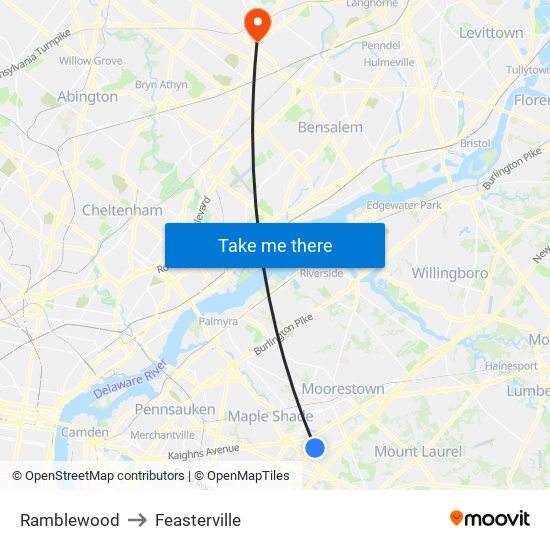 Ramblewood to Feasterville map