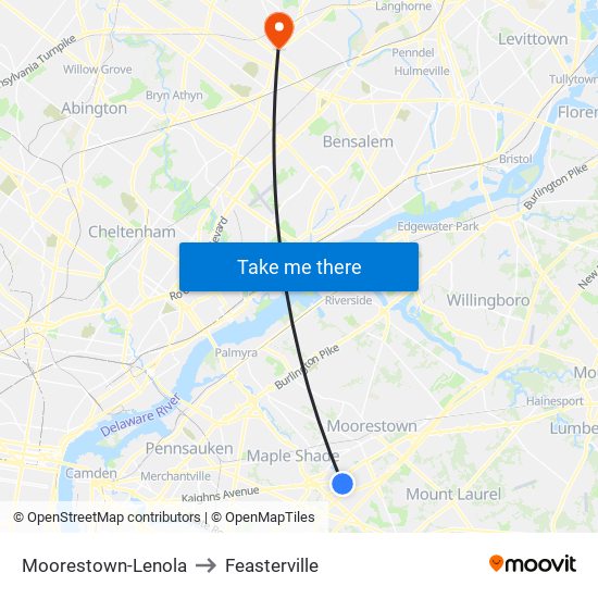 Moorestown-Lenola to Feasterville map