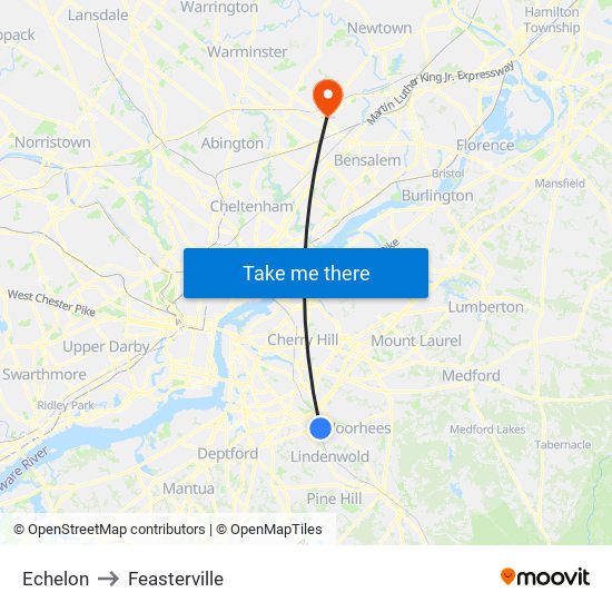 Echelon to Feasterville map