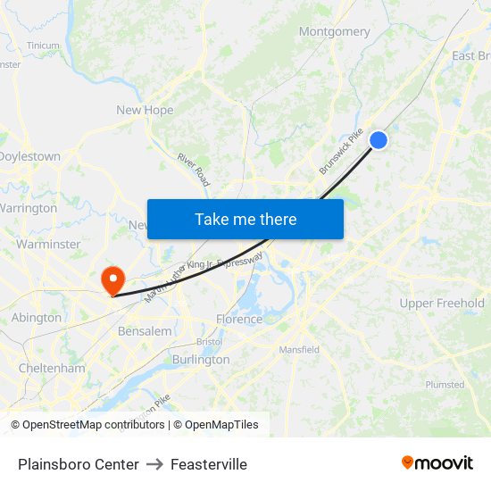 Plainsboro Center to Feasterville map