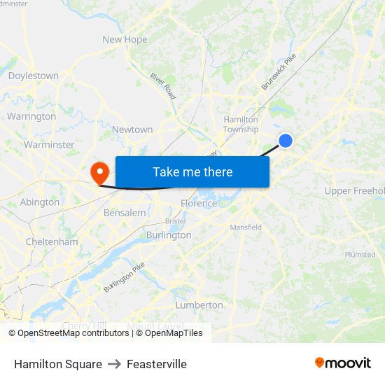 Hamilton Square to Feasterville map