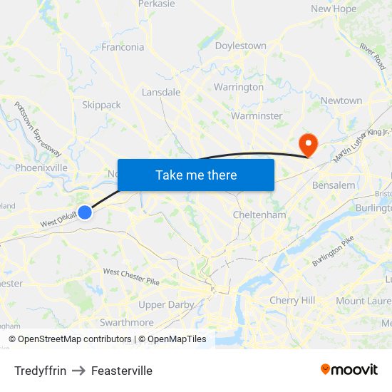 Tredyffrin to Feasterville map
