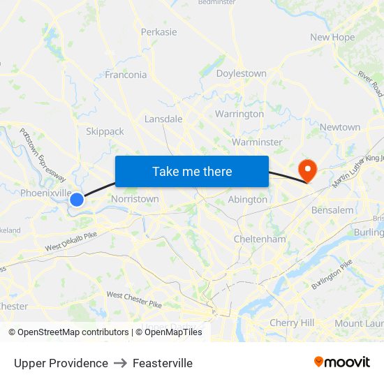 Upper Providence to Feasterville map