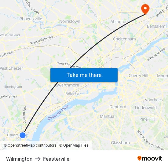 Wilmington to Feasterville map