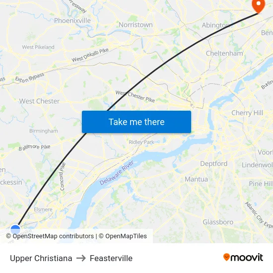 Upper Christiana to Feasterville map