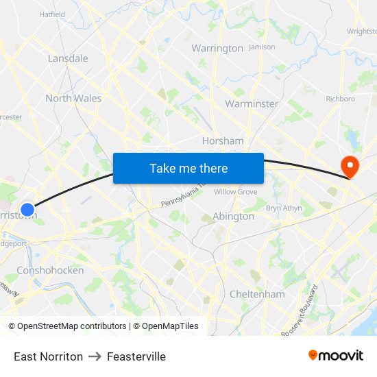 East Norriton to Feasterville map