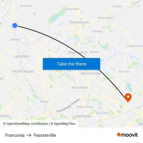 Franconia to Feasterville map