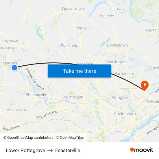 Lower Pottsgrove to Feasterville map