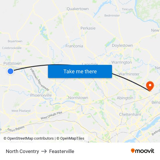 North Coventry to Feasterville map