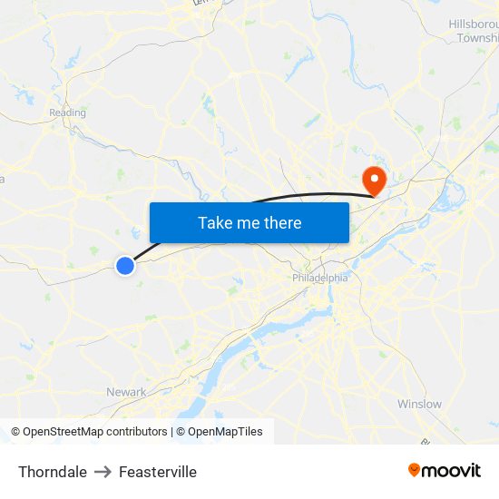 Thorndale to Feasterville map