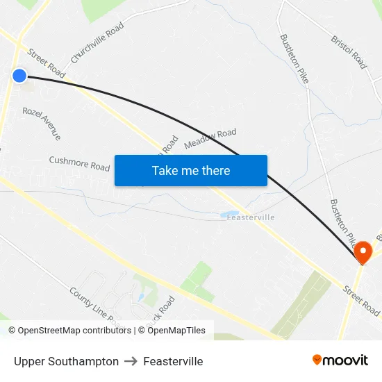 Upper Southampton to Feasterville map