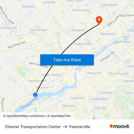 Chester Transportation Center to Feasterville map