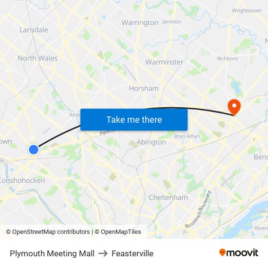 Plymouth Meeting Mall to Feasterville map