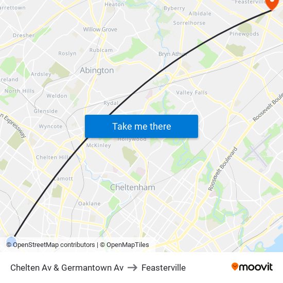 Chelten Av & Germantown Av to Feasterville map