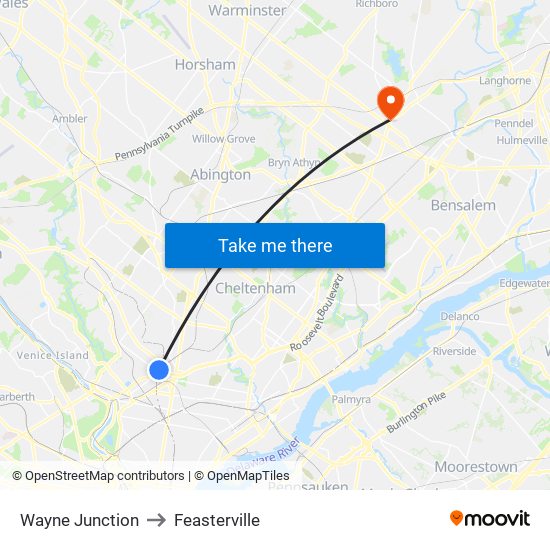 Wayne Junction to Feasterville map