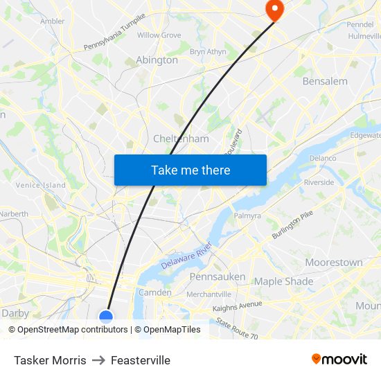 Tasker Morris to Feasterville map