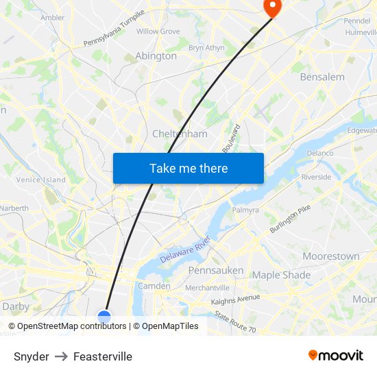 Snyder to Feasterville map