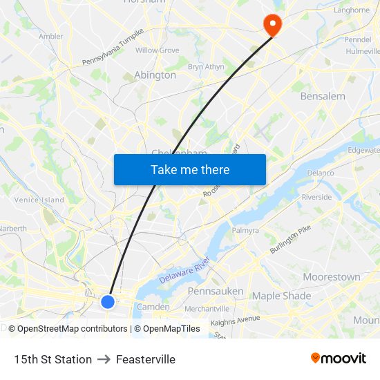 15th St Station to Feasterville map