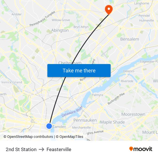 2nd St Station to Feasterville map