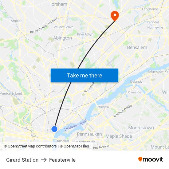 Girard Station to Feasterville map