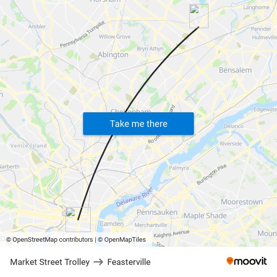 Market Street Trolley to Feasterville map