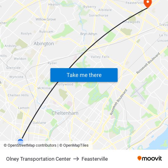 Olney Transportation Center to Feasterville map