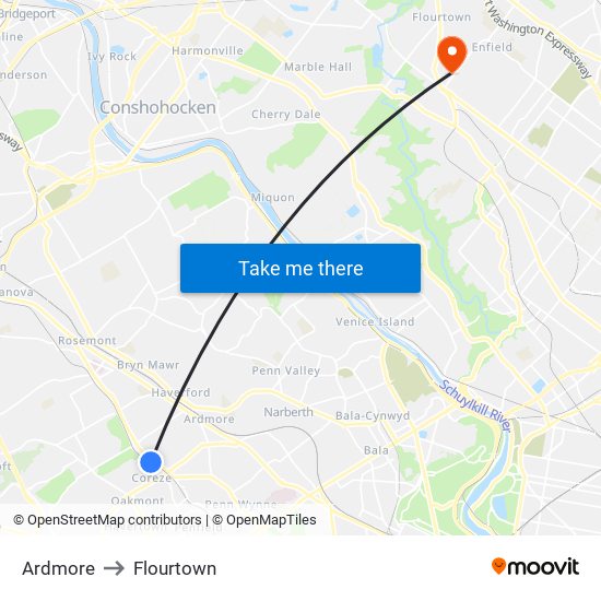 Ardmore to Flourtown map