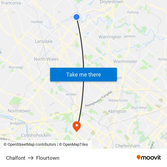 Chalfont to Flourtown map