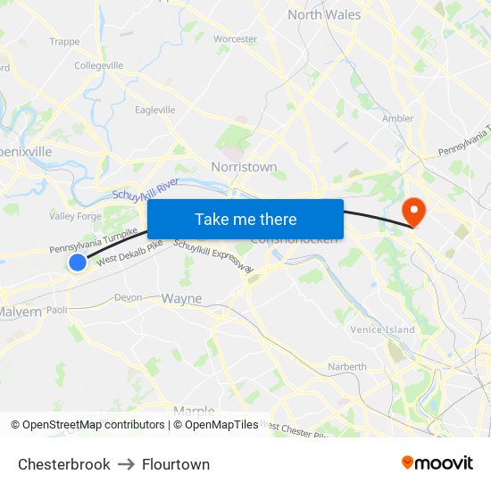 Chesterbrook to Flourtown map
