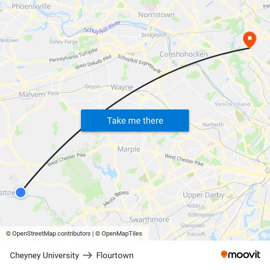 Cheyney University to Flourtown map