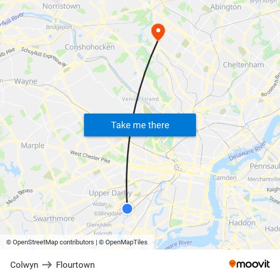 Colwyn to Flourtown map